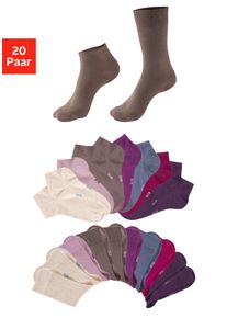 H.I.S. Basicsocken H.I.S, Damen, Gr. 39-42, 4x taupe, 4x beige, 4x pflaume, 2x jeans, 2x lila, 2x beere, 2x alt rosa, Baumwollmischung, unifarben, elastisch, Socken Basicsocken, zwei L&auml;ngen im Kombi Pack