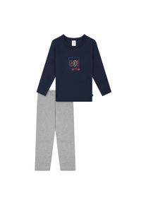 Schlafanzug Schiesser "Pyjama Kids Nightwear", Jungen, Gr. 140, blau (blau, grau), Obermaterial: 100% Baumwolle CO., Homewear-Sets Schlafanzug