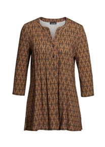 Print-Shirt GOLDNER "Kurzgr&ouml;&szlig;e Figurschmeichelndes Drucktunika-Shirt", Damen, Gr. 19, schwarz (schwarz, milchkaffee), Obermaterial: 95% Viskose CV. 5% Elasthan EL., normal, Sonstiges, Shirts Print-Shirt, Ohne