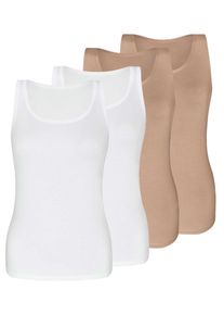 Sassa Mode Achseltop SASSA "4er Sparpack Top LOVELY SKIN", Damen, Gr. 44, N-Gr, bunt (beige wei&szlig;), Obermaterial: 95% Modal CMD. 5% Elasthan EL., Unterhemden Achseltop