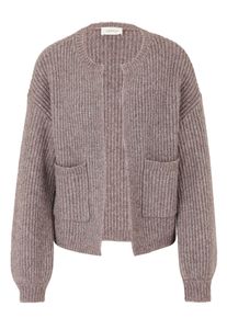 Cardigan Cartoon "Strick-Cardigan mit Taschen", Damen, Gr. 44, lila (schwarz aubergine), Obermaterial: 62% Polyester Pol. recyc.. 25% Polyacryl PAN. 6% Polyester PES. 4% Wolle mw. 3% Polyamid PA., Strickjacken Cardigan