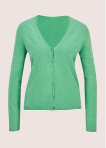 Madeleine Mode Strickjacke MADELEINE "Strickjacke Langarm Jacke im Feinstrick mit V-Ausschnitt", Damen, Gr. 40/42, gr&uuml;n (smaragd, melange), Obermaterial: 46% Modal CMD. 40% Polyacryl PAN. 14% Polyamid PA., Modern, Strickjacken Strickjacke