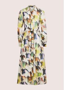 Madeleine Mode Sommerkleid MADELEINE "Kleid Modernes Hemdblusenkleid mit Tailleng&uuml;rtel", Damen, Gr. 40, N-Gr, wei&szlig; (perlwei&szlig;, multicolor), Obermaterial: 91% Polyester PES. 9% Elasthan EL., Modern, Kleider Sommerkleid, Kontraststarker Allover-Print