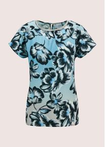 Madeleine Mode Langarmbluse MADELEINE "Blusentop Moderne &auml;rmellose Bluse", Damen, Gr. 44, schwarz (cappuccino, schwarz, multicolor), Obermaterial: 100% Polyester PES., Modern, Blusen Langarmbluse