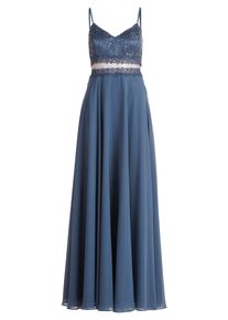 Abendkleid Vera Mont "Abendkleid mit Spitze", Damen, Gr. 42, EURO, blau (blau stone), Obermaterial: 100% Polyester PES., Kleider Abendkleid