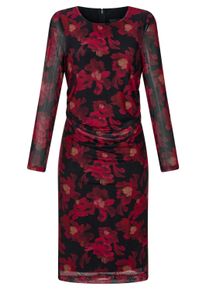 Abendkleid GOLDNER "Kleid aus weichem Mesh", Damen, Gr. 46, N-Gr, schwarz (schwarz, rot, gebl&uuml;mt), Obermaterial: 90% Polyester PES. 10% Elasthan EL., Kleider Abendkleid, geschickte Raffung