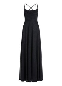 Abendkleid Vera Mont "Abendkleid mit Wasserfallausschnitt", Damen, Gr. 42, EURO, blau (dunkelblau, grau), Obermaterial: 100% Polyester PES., Kleider Abendkleid