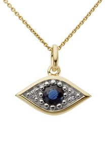 Kettenanh&auml;nger Firetti "Schmuck Geschenk Gold 333 Halsschmuck Anh&auml;nger Halskette Auge", bunt (gelbgoldfarben, wei&szlig;goldfarben, blau, blau), Schmuckanh&auml;nger, Damen, 0,02 P2 = erkennbare Einschl&uuml;sse, Diamanten Gelbgold 333, 0,55 g, Diamanten, Gelbgold 333, Kettenanh&auml;nger, mit Saphir - mit Brillanten