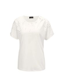 Kurzarmshirt GOLDNER "Ausbrenner-Shirt", Damen, Gr. 52, wei&szlig;, Obermaterial: 85% Viskose CV. 15% Polyester PES., Sonstiges, Shirts Kurzarmshirt, mit platziertem Ausbrennermotiv