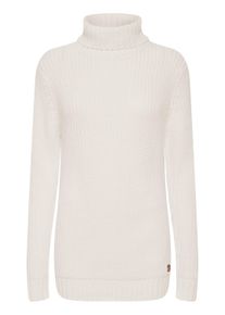 Strickfleece-Pullover oxmo "Strickpullover OXNanna", Damen, Gr. M, wei&szlig; (cloud dancer), Obermaterial: 85% Polyacryl PAN. 15% Wolle WO., Pullover Strickfleece-Pullover