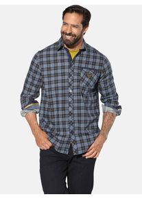 Langarmhemd Jan Vanderstorm "Hemd JORGREN", Damen, Gr. XXL, weit, blau (dunkelblau kariert), Obermaterial: 100% Baumwolle CO., Hemden Langarmhemd