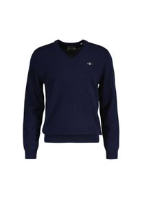 Sweater Gant "Strickpullover EXTRAFINE LAMBSWOOL V-NECK", Herren, Gr. XL, blau, Obermaterial: 90% Wolle NZW. 10% Polyamid PA., Sweatshirts Sweater