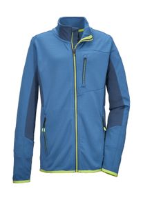 Strickjacke Killtec "KOS 140 BYS FLX JCKT", Jungen, Gr. 140, denim, Obermaterial: 100% Polyester, Strickjacken Strickjacke, Colourblock-Design, 2-Wege-Stretch, Kinnschutz, vielseitig einsetzbar