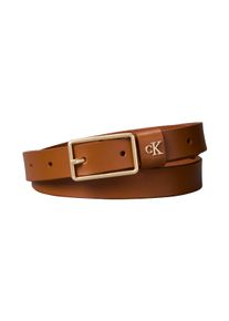 Lederg&uuml;rtel Calvin Klein "SQUARE BUCKLE CK LOOP 25MM", Damen, Gr. 90, argan oil, antique light gold, Rindsleder, unifarben, G&uuml;rtel Lederg&uuml;rtel, Gr&ouml;&szlig;enverstellbar