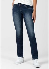 Slim-fit-Jeans Timezone "Slim TahilaTZ", Damen, Gr. 28, L&auml;nge 32, blau, 70% Baumwolle 20% Polyester 9% Viskose 1% Elastan, Jeans Slim-fit-Jeans