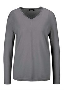 Strickpullover GOLDNER "Basicpullover mit V-Ausschnitt", Damen, Gr. 38, grau, Obermaterial: 100% Kaschmir WS., Rippe, Pullover Strickpullover, Aufwendig in Form gestrickt