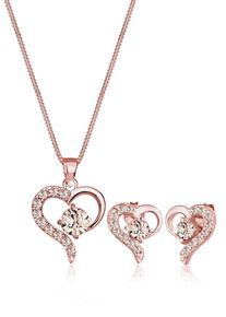 Ohrring und Ketten Set Elli "Schmuckset Set mit Herz Wei&szlig; 925 Sterling Silber, mit Kristallen von Swarovski" Gr. 45, braun, Schmuck_Sets, Herren, 45, Ohrring und Ketten Set