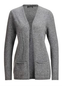 Strickjacke GOLDNER "Kurzgr&ouml;&szlig;e Cardigan in langer offener Form", Damen, Gr. 22, grau, Obermaterial: 100% Kaschmir WS., figurumspielend, Rippe, Pullover Strickjacke, Aufwendig in Form gestrickt