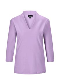 Kurzarmshirt GOLDNER "Elegantes Basic-Shirt mit V-Ausschnitt", Damen, Gr. 54, lila (flieder), Obermaterial: 100% Baumwolle CO., Modisch, V-Ausschnitt, Shirts Kurzarmshirt, V-Ausschnitt