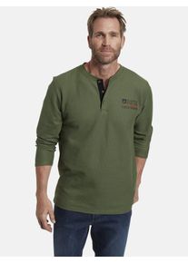 Langarm-Poloshirt Jan Vanderstorm "Langarmshirt IVOR", Herren, Gr. 4XL, gr&uuml;n (oliv), Obermaterial: 100% Baumwolle CO., Shirts Langarm-Poloshirt