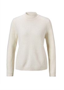 Strickpullover GOLDNER "Strickpullover", Damen, Gr. 52, beige (cremewei&szlig;), Obermaterial: 55% Polyacryl PAN. 22% Polyamid PA. 15% Wolle WO. 8% Ziegenhaar HZ., figurumspielend, Rippe, Pullover Strickpullover, Ohne
