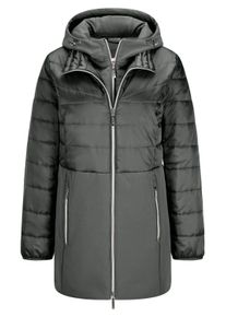 Langmantel GOLDNER "Kurzgr&ouml;&szlig;e Steppmantel mit Softshell-Einsatz", Damen, Gr. 19, gr&uuml;n (khaki), Obermaterial: 50% Polyamid PA. 47% Polyester PES. 3% Elasthan EL., M&auml;ntel Langmantel, mit Softshell-Einsatz