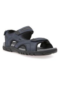 Sandale Geox "UOMO SANDAL STRADA", Damen, Gr. 44, blau (navy, dunkelgrau), Lederimitat, Schuhe Sandale, Sommerschuh, Klettschuh, Outdoorsandale, im Trekking-Look