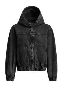 Jeansjacke Khujo "Jeansjacke Gretel", Damen, Gr. L, schwarz, Obermaterial: 100% Baumwolle CO., gerade, hoch geschlossener Ausschnitt, Raglan&auml;rmel abgesteppte Kante, Jacken Jeansjacke, Modische Jacke in Jeans-Optik