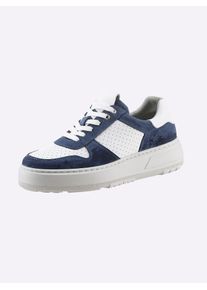 Sneaker Heine, Damen, Gr. 42, blau (blau, wei&szlig;), Leder, Rindsleder, Veloursleder, Schuhe Sneaker