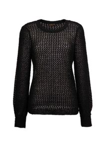 Strickpullover GOLDNER "Femininer Pullover in Netzoptik mit Pailletten", Damen, Gr. 44, schwarz, Obermaterial: 68% Polyamid PA. 27% Polyester PES. 5% Wolle WO., festlich, Rippe, Pullover Strickpullover, Mit funkelnden Pailletten besetzt