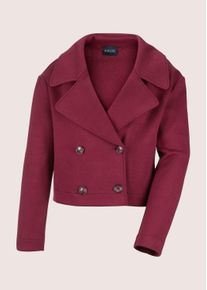 Madeleine Mode Jerseyblazer MADELEINE "Blazer Zweireihiger Kurzblazer", Damen, Gr. 38, rot (rubinrot), Obermaterial: 51% Viskose CV. 28% Polyamid PA. 21% Polyester PES., Modern, normal, Blazer Jerseyblazer