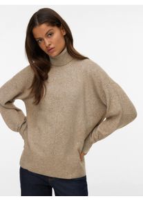 V&eacute;ro Moda Rollkragenpullover VERO MODA "VMDOFFY LS ROLL NECK PULLOVER NOOS", Damen, Gr. S, sepia tint detail:melange, Strick, Obermaterial: 94% Polyester, 3% Elasthan, 3% Nylon, meliert, regular fit normal, Rundhals, Pullover Rollkragenpullover