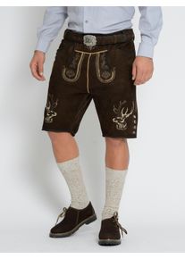 Trachtenhose JCC "Trachtenhose 31023200", Herren, Gr. 64, EURO, braun (schwarz braun), Obermaterial: 100% Ziegenveloursleder GOVL., Hosen Trachtenhose