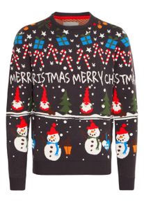 Strickfleece-Pullover Blend "Strickpullover BHCHRISTIAN", Herren, Gr. XXL, blau (schwarz navy), Obermaterial: 100% Polyacryl PAN., Pullover Strickfleece-Pullover