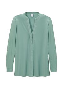 Madeleine Mode Langarmbluse MADELEINE "Longhemd Langes Hemd mit feinem", Damen, Gr. 40, gr&uuml;n (hellsalbeigr&uuml;n), Obermaterial: 92% Polyester PES. 8% Elasthan EL., Modern, Blusen Langarmbluse