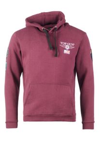 Kapuzensweatshirt Top Gun "Kapuzenpulli TG20193130", Herren, Gr. M, rot (bordeaux), Obermaterial: 65% Baumwolle CO. 35% Polyester COOLMAX PES(Coolmax)., Pullover Kapuzensweatshirt