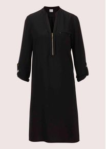 Madeleine Mode Midikleid MADELEINE "Kleid Shirtkleid mit Rundhals mit V-Schlitz", Damen, Gr. 44, N-Gr, schwarz, Obermaterial: 100% Polyester PES., Modern, normal, Kleider Midikleid