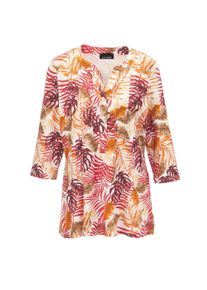 Print-Shirt GOLDNER "Kurzgr&ouml;&szlig;e Figurschmeichelndes Drucktunika-Shirt", Damen, Gr. 24, orange (hagebutte, mandarine, gemustert), Obermaterial: 96% Viskose CV. 4% Elasthan EL., figurumspielend, Sonstiges, Shirts Print-Shirt, schm&uuml;ckende Biesen an Vorderteil