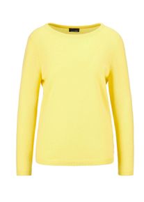 Strickpullover GOLDNER "Kurzgr&ouml;&szlig;e Kaschmirpullover mit U-Boot Ausschnitt", Damen, Gr. 20, gelb (zitronengelb), Obermaterial: 100% Kaschmir WS., figurumspielend, Rippe, Pullover Strickpullover, keine/nicht relevant