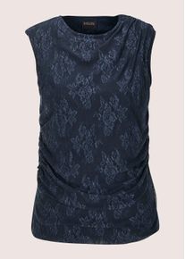 Madeleine Mode Kurzarmshirt MADELEINE "Shirt Shirt", Damen, Gr. 46, blau (marine), Obermaterial: 100% Polyester PES., Modern, Shirts Kurzarmshirt, Edles Spitzentop mit Jerseyfutter und seitlicher Raffung