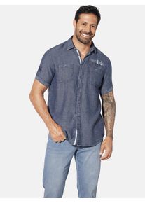 Kurzarmhemd Jan Vanderstorm "Kurzarmhemd BRYNGUR", Damen, Gr. L, weit, blau, Obermaterial: 100% Baumwolle CO., Hemden Kurzarmhemd