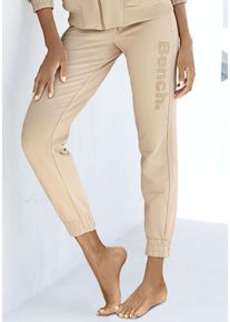 Homewearhose BENCH. LOUNGEWEAR, Damen, Gr. 44/46, N-Gr, beige, angeraute Sweatware, Obermaterial: 95% Baumwolle, 5% Elasthan, unifarben, Hosen Homewearhose, mit Rei&szlig;verschluss Taschen, Loungeanzug