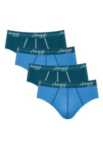 Slip Sloggi "Slip Start midi C4P box 4er Pack", Herren, Gr. M, blau, Obermaterial: 96% Baumwolle CO. 4% Elasthan EL., Unterhosen Slip