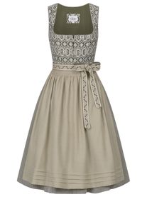 N&uuml;bler Dirndl N&Uuml;BLER "Dirndl midi Gudrun", Damen, Gr. 42, EURO, gr&uuml;n (oliv), Obermaterial: 100% Baumwolle CO., Kleider Dirndl