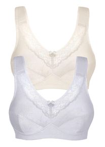 Entlastungs-BH SuSa "2er Pack Entlastungs BH ohne B&uuml;gel Basic", Damen, Gr. 90, Cup B, bunt (puder wei&szlig;), Obermaterial: 55% Polyamid PA. 39% Baumwolle CO. 6% Elasthan EL., BHs Entlastungs-BH