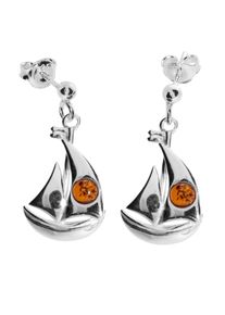 Paar Ohrh&auml;nger OSTSEE-SCHMUCK "- Segelschiff - Silber 925/000 - Bernstein" Gr. 25, silber (silber 925, silberfarben, wei&szlig;), Ohrringe, Damen, Silber 925 (Sterlingsilber), Paar Ohrh&auml;nger