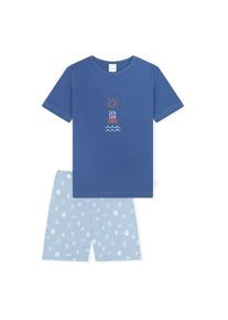 Schlafanzug Schiesser "Pyjama", M&auml;dchen, Gr. 128, bunt (blau), Obermaterial: 100% Baumwolle CO., Homewear-Sets Schlafanzug