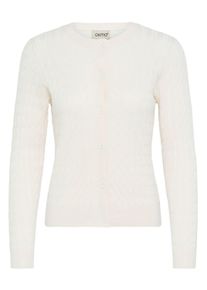 Strickjacke oxmo "Strickjacke OXISASJA", Damen, Gr. L, wei&szlig; (cloud dancer), Obermaterial: 70% Viskose CV. 30% Nylon NY., Strickjacken Strickjacke