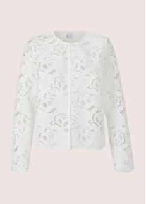 Madeleine Mode Langarmbluse MADELEINE "Spitzenbluse Blusenshirt mit floraler Spitze", Damen, Gr. 46, wei&szlig;, Obermaterial: 100% Polyester PES., Modern, gerade, Blusen Langarmbluse, Spitzenoptik