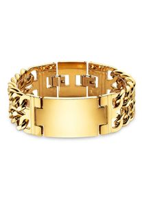Edelstahlarmband Bruno Banani "Schmuck Geschenk breites Armband mit Platte", gelbgoldfarben, Armb&auml;nder, Damen, 21cm, Edelstahl, Edelstahlarmband